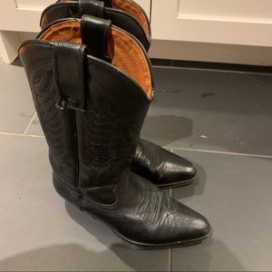 Vintage black leather cowboy boots